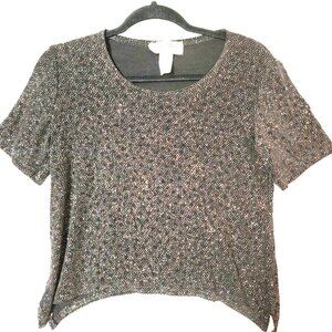 Ronni Nicole By Ouida Womens Top Sz 4P Evening Wear Sparkling Black Bronze VTG